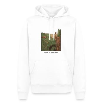 Wander Far, Heal Deeply – Wandern & Natur - Männer Premium Bio Hoodie - Weiß - Vorne - Nico (187cm)