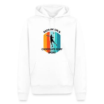 Badminton Badminton Badminton Player Chocolat - Sweat à capuche Premium bio Homme - blanc - Devant - Nico (187cm)