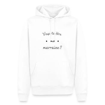 Veux tu être ma marraine ? Super idée cadeau - Sweat à capuche Premium bio Homme - blanc - Devant - Nico (187cm)