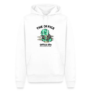 Office life, where the hustle never stops - Männer Premium Bio Hoodie - Weiß - Vorne - Nico (187cm)