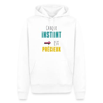 Chaque instant est précieux - Sweat à capuche Premium bio Homme - blanc - Devant - Nico (187cm)