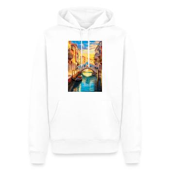 Affiche Venise - Sweat à capuche Premium bio Homme - blanc - Devant - Nico (187cm)