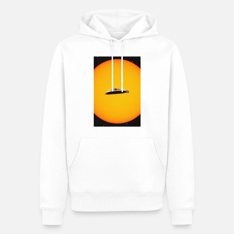 Poursuite dans l’espace - Sweat à capuche Premium bio Homme - blanc