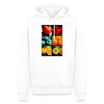 Cooles Pop-Art Design - Früchte saftig und bunt - Männer Premium Bio Hoodie - Weiß - Vorne - Nico (187cm)