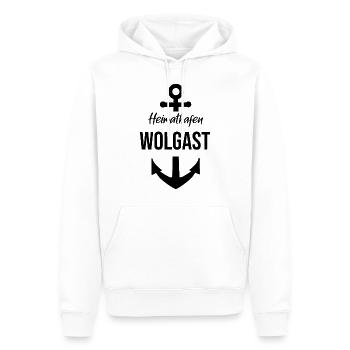 Wolgast Heimathafen - Männer Premium Bio Hoodie - Weiß - Vorne - Nico (187cm)