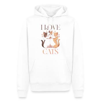 Katzen I Love Cats Liebe Umarmung Kuscheln Herz - Männer Premium Bio Hoodie - Weiß - Vorne - Nico (187cm)