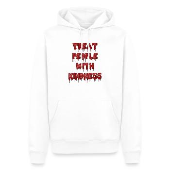 Behandle Menschen mit Freundlichkeit im Gore-Stil - Männer Premium Bio Hoodie - Weiß - Vorne - Nico (187cm)