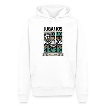 Nous jouons comme jamais auparavant - Sweat à capuche Premium bio Homme - blanc - Devant - Nico (187cm)