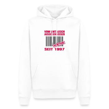 1997 geburtstag 25 jahre retro barcode no retoure - Männer Premium Bio Hoodie - Weiß - Vorne - Nico (187cm)
