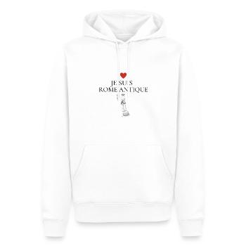 Je suis Rome antique femme debout noir coeur rouge - Sweat à capuche Premium bio Homme - blanc - Devant - Nico (187cm)
