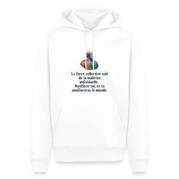 T-shirts Stoïcisme : L'inspiration à portée de soi - Sweat à capuche Premium bio Homme - blanc - Devant - Nico (187cm)