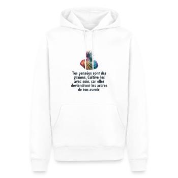T-shirts Stoïcisme : L'inspiration à portée de soi - Sweat à capuche Premium bio Homme - blanc - Devant - Nico (187cm)