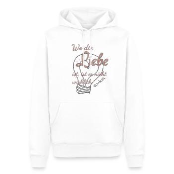 Wo die Liebe ist, ist es nicht wirklich dunkel. - Männer Premium Bio Hoodie - Weiß - Vorne - Nico (187cm)