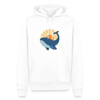 Baleine et soleil - Sweat à capuche Premium bio Homme - blanc - Devant - Nico (187cm)