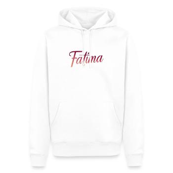 an elegant Fatima - Men’s Premium Organic Hoodie - white - Front - Nico (187cm)