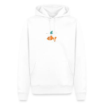 Poisson rouge avec nageoire de requin - Sweat à capuche Premium bio Homme - blanc - Devant - Nico (187cm)