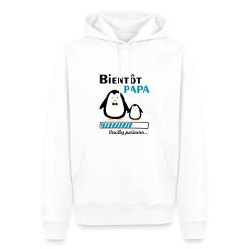 bientôt papa pingouin,futur père - Sweat à capuche Premium bio Homme - blanc - Devant - Nico (187cm)