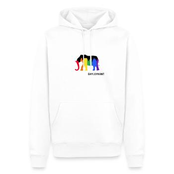 LGBT Regenbogen Pride-side proud "GAYLEPHANT" - Männer Premium Bio Hoodie - Weiß - Vorne - Nico (187cm)