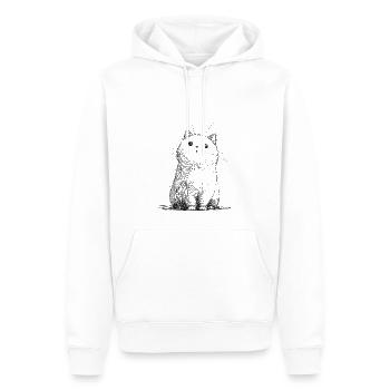 Minimalist Cat Sketch Drawing - Men’s Premium Organic Hoodie - white - Front - Nico (187cm)