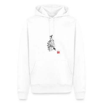 Thinking Samurai - Men’s Premium Organic Hoodie - white - Front - Nico (187cm)