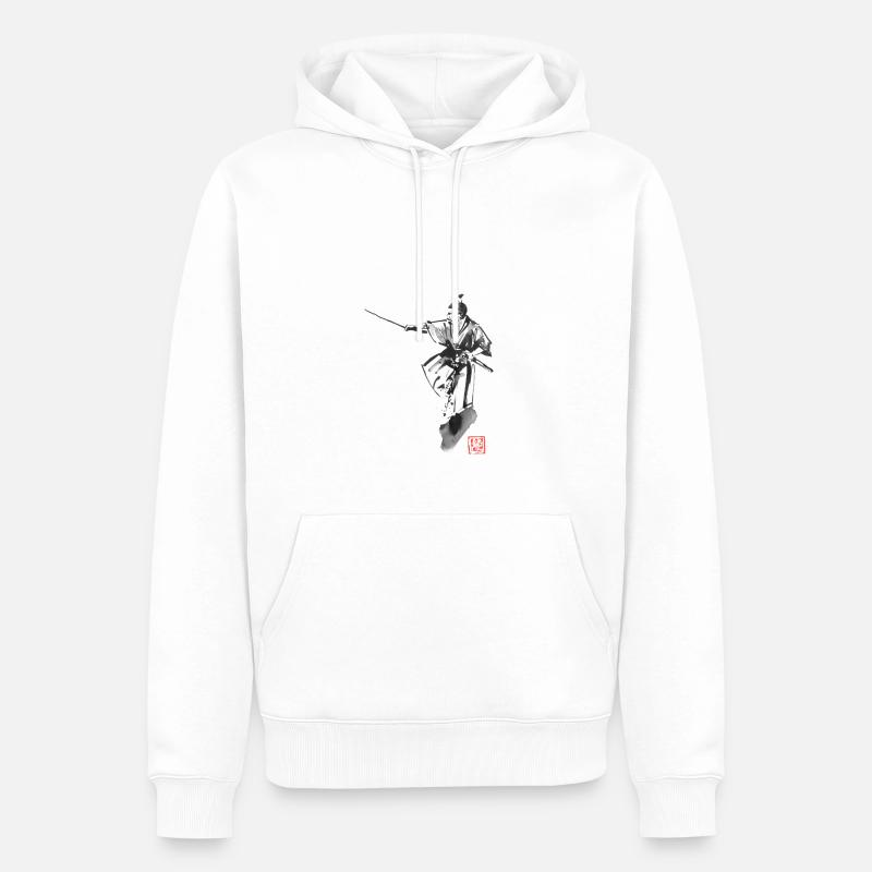 samurai position - Sweat à capuche Premium bio Homme - blanc