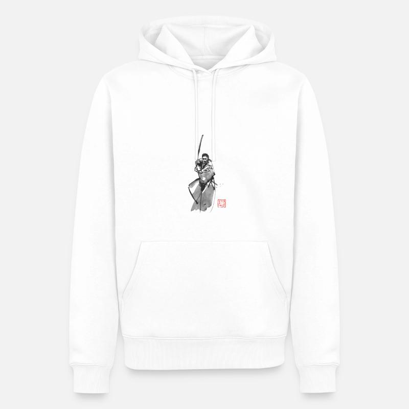 Samurai bewaffnet - Männer Premium Bio Hoodie - Weiß