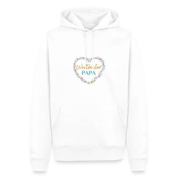 Weltbester Papa! Herz- Blumen Design - Männer Premium Bio Hoodie - Weiß - Vorne - Nico (187cm)
