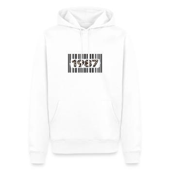 1987 anniversaire 35 ans anniversaire code à barres léopard - Sweat à capuche Premium bio Homme - blanc - Devant - Nico (187cm)