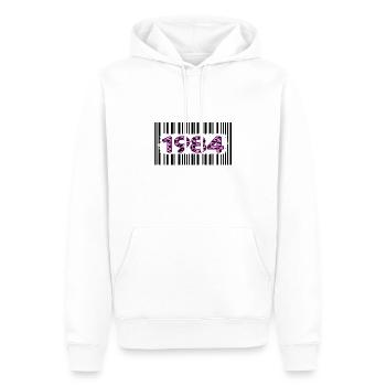 Anniversaire 1984 Anniversaire code-barres Rose Léopard - Sweat à capuche Premium bio Homme - blanc - Devant - Nico (187cm)