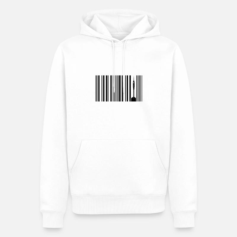 dart dartspieler darten "dart-barcode-dartcode" - Männer Premium Bio Hoodie - Weiß