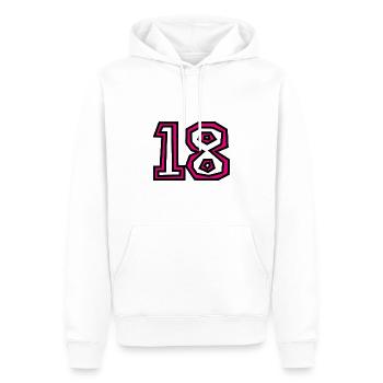 18. 18 JAHRE ALT. 18-JÄHRIGES JUBILÄUM. GEBURTSTAG 18 JAHRE. - Männer Premium Bio Hoodie - Weiß - Vorne - Nico (187cm)