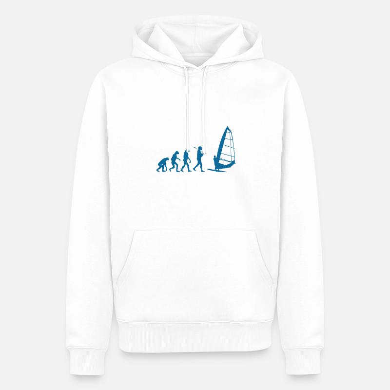 Windsurfing Evolution Windsurfer Wind Wasser - Männer Premium Bio Hoodie - Weiß
