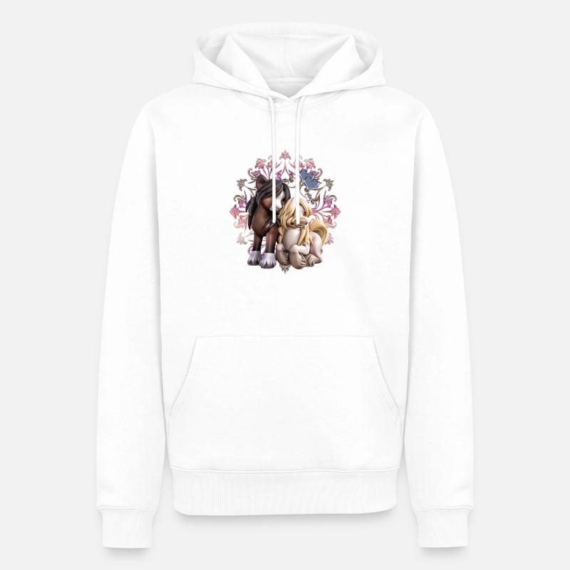 Pferde Freunde - Männer Premium Bio Hoodie - Weiß