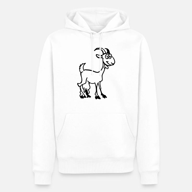 Chèvre - Sweat à capuche Premium bio Homme - blanc