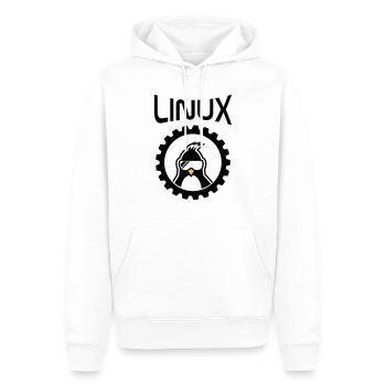 roue linux - Sweat à capuche Premium bio Homme - blanc - Devant - Nico (187cm)