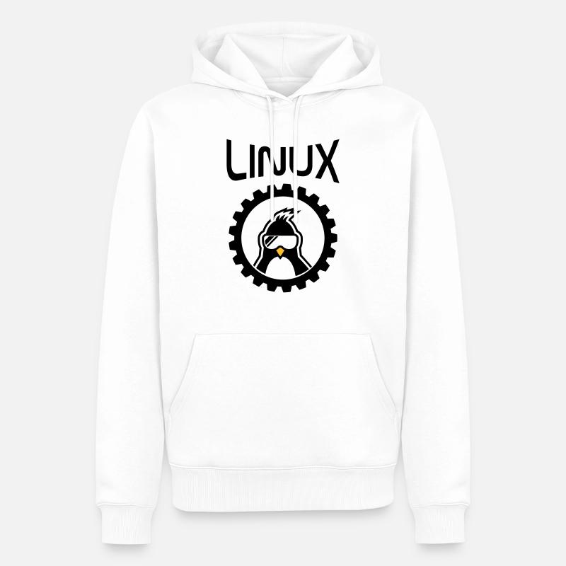 roue linux - Sweat à capuche Premium bio Homme - blanc