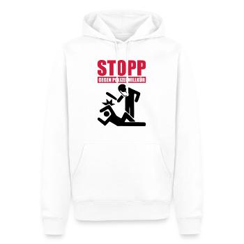 Gegen Polizeiwillkür - Männer Premium Bio Hoodie - Weiß - Vorne - Nico (187cm)
