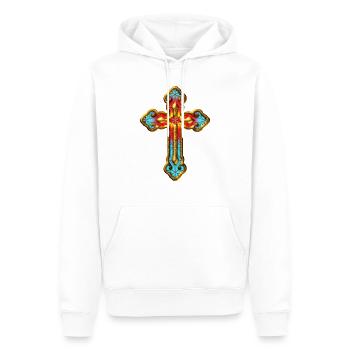Kreuz Blume des Lebens Jesus Gott Religion Glaube - Männer Premium Bio Hoodie - Weiß - Vorne - Nico (187cm)