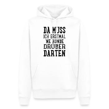 Da muss ich erstmal ne Runde drüber darten - Männer Premium Bio Hoodie - Weiß - Vorne - Nico (187cm)