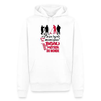 MOTIF DESIGN HUMOUR POUR HOMME VISUEL MIXTE - Sweat à capuche Premium bio Homme - blanc - Devant - Nico (187cm)