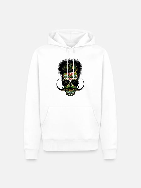 Skull mexikanischer Hipster mexikanisch - Männer Premium Bio Hoodie - Weiß