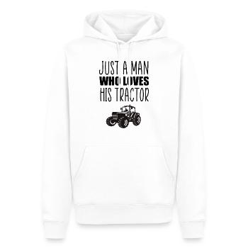 nur ein Mann, der seinen Traktor liebt - Männer Premium Bio Hoodie - Weiß - Vorne - Nico (187cm)