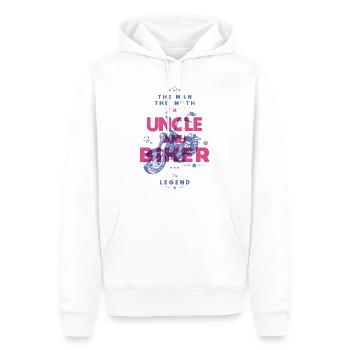 Oncle et motard l’homme le mythe la légende - Sweat à capuche Premium bio Homme - blanc - Devant - Nico (187cm)