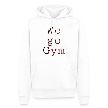 Nous allons au gymnase | Nous nous entraînons !! | Motivation - Sweat à capuche Premium bio Homme - blanc - Devant - Nico (187cm)