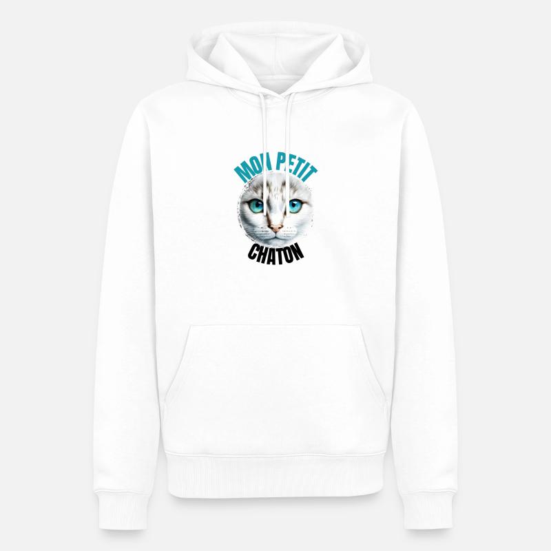 Mon petit chaton blanc - Sweat à capuche Premium bio Homme - blanc