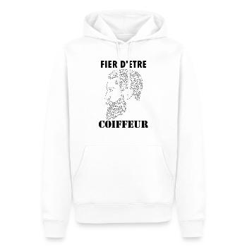 Fier d'être Coiffeur, idée de cadeau - Sweat à capuche Premium bio Homme - blanc - Devant - Nico (187cm)