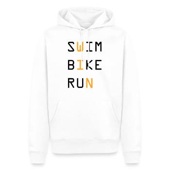 Triathlon Natation Bike Run Marathon - Sweat à capuche Premium bio Homme - blanc - Devant - Nico (187cm)