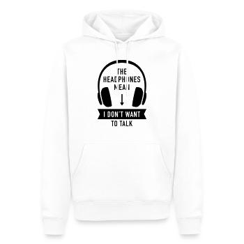 Die Kopfhörer bedeuten, dass ich nicht reden will - Gamer - Männer Premium Bio Hoodie - Weiß - Vorne - Nico (187cm)