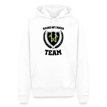 handwerker team - Männer Premium Bio Hoodie - Weiß - Vorne - Nico (187cm)