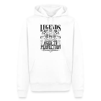 Vintage Né(e) un mois de 1948 anniversaire - Sweat à capuche Premium bio Homme - blanc - Devant - Nico (187cm)